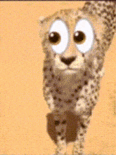 a cartoon cheetah with big googly eyes