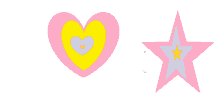 a pink heart and a yellow heart are next to a star