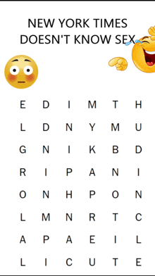 a new york times does n't know sex word search game