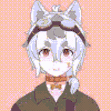 a pixelated image of a person with cat ears on