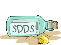 a cartoon drawing of a bottle with a message in it that says sdds