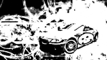 a black and white drawing of a car with a smiley face on it .