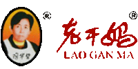 a logo for lao gan ma with a picture of a man in a circle