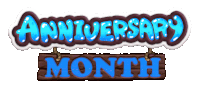 a wooden sign that says anniversary month in blue letters