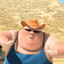 a cartoon character wearing a cowboy hat and sunglasses