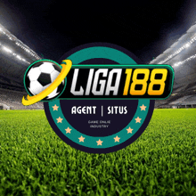 a soccer field with a logo for liga 188