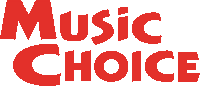 the logo for music choice is red and white