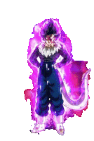 a dragon ball z character with a purple aura around him