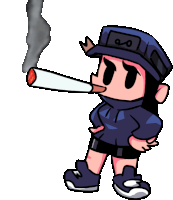 a cartoon character is smoking a cigarette with smoke coming out of her mouth