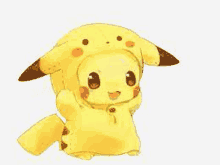 a drawing of a pikachu wearing a hooded jacket .