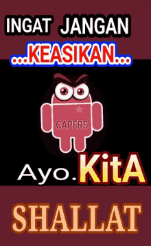 a poster that says ayo kita shalat with a pink android on it