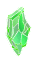 a green cube on a white background that looks like a piece of emerald .