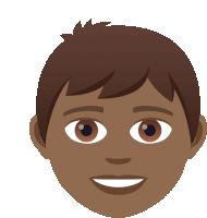 a cartoon drawing of a boy 's face with brown eyes and a smile