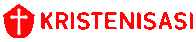 a red logo with a cross and the word kristenisasi