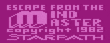 escape from the mind aster is written in pixel art on a purple background .