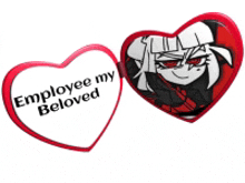 a red heart with a picture of a girl and the words employee my beloved on it