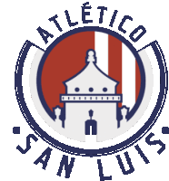 a logo for atletico san luis has a castle in the center