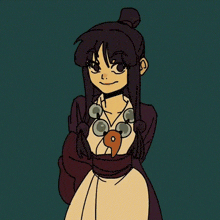 a cartoon of maya with her hands folded in front of her