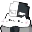 a black and white cartoon cat is wearing a hat and a scarf .
