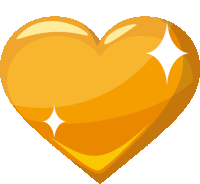 a yellow heart with sparkles coming out of it on a white background