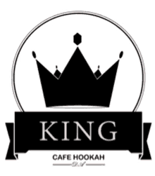 a logo for king cafe hookah with a crown