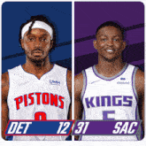 a pistons player and a kings player are shown
