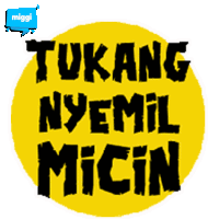 a yellow circle that says tukang nyemil micin