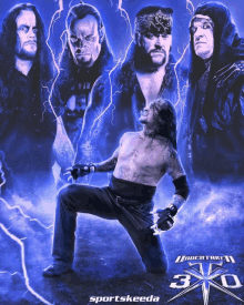 a poster for undertaker 's 3x0 showing a group of men