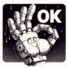 a drawing of a robot hand giving the ok sign