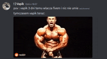 a screenshot of a reddit post with a picture of a muscular man on it