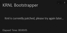 a black screen with the words krnl bootstrapper