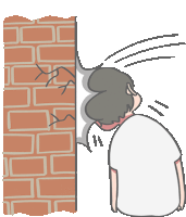 a cartoon of a man looking through a hole in a wall