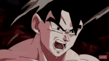 a close up of a cartoon character 's face with his mouth open in a rage .