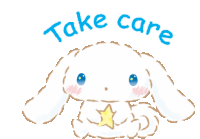 a drawing of a bunny with the words take care written above it