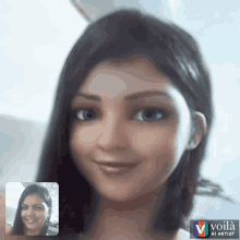 a picture of a woman with a voila ai artist watermark