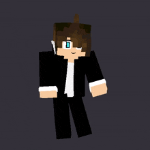 a minecraft character wearing a black jacket and a white shirt