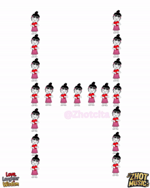 the letter h is made up of a bunch of cartoon characters