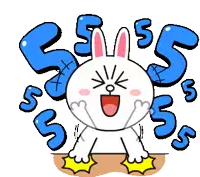 a cartoon of a bunny with the number 5 surrounding it