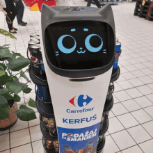 a carrefour kerfus display with pepsi cans