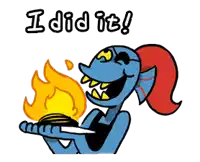 a cartoon of a monster holding a fire and the words i did it below it