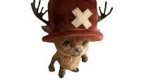 a stuffed animal wearing a red hat with a cross on it