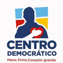 a logo for centro democratico has a man holding a heart