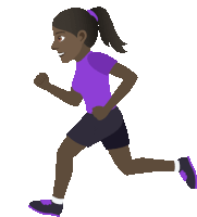 a woman in a purple shirt is running on a white background