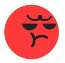 a red circle with a black outline of a angry face .