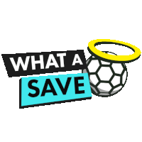 a logo that says what a save with a soccer ball and a halo