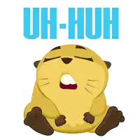 a cartoon of a beaver with the words uh-huh behind him