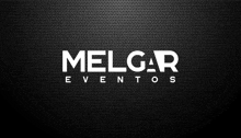 the logo for melgar eventos is on a black background with holes in it .