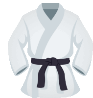 a white robe with a black belt around it