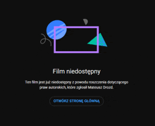 a black screen with geometric shapes and the words film niedostepny