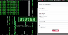 a computer screen with a green sign that says system on it